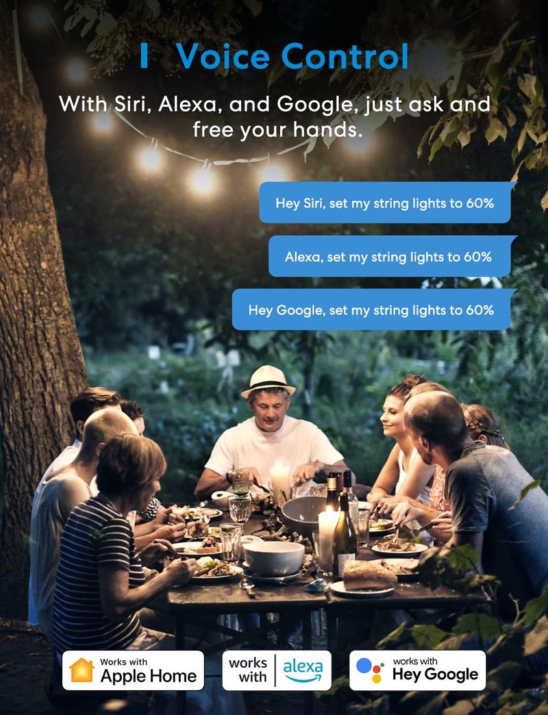 meross Outdoor Dimmer Plug, Smart Outdoor Plug Works with Apple HomeKit, Alexa, Google Home, IP44 Outdoor Dimmer for String Lights Lamps, Patio Lights with Voice & Remote Control, Schedule & Timer - Image 3